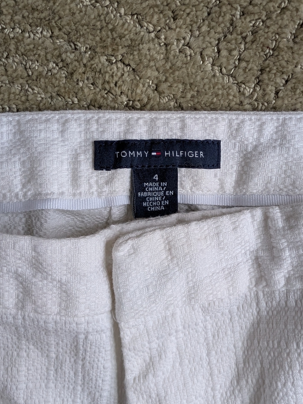Tommy Hilfiger White Textured Pants